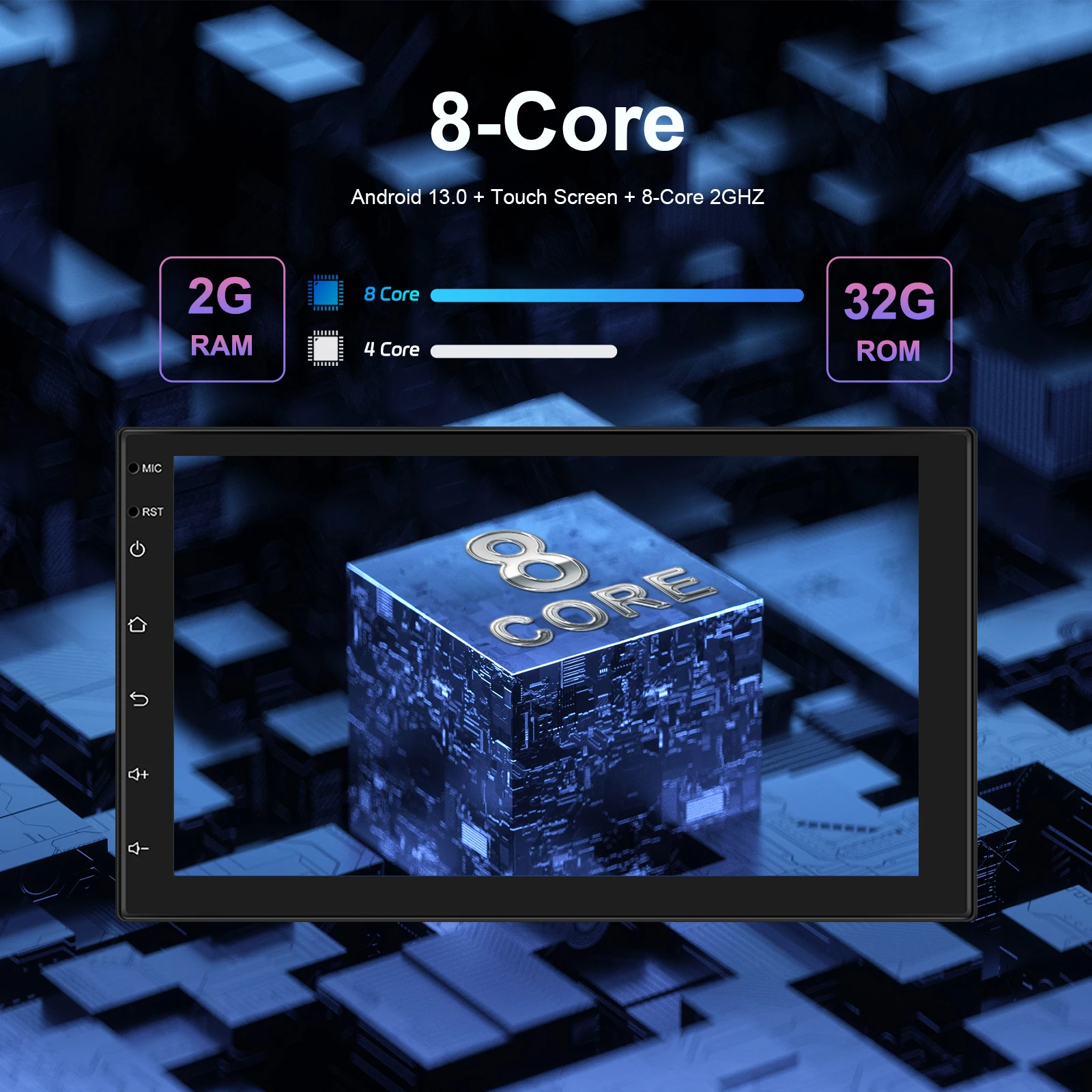 Автомагнитола Podofo 7 ''/9''/10 '' мультимедийный плеер на Android 13 2 + 32 ГБ 4G Wi-Fi