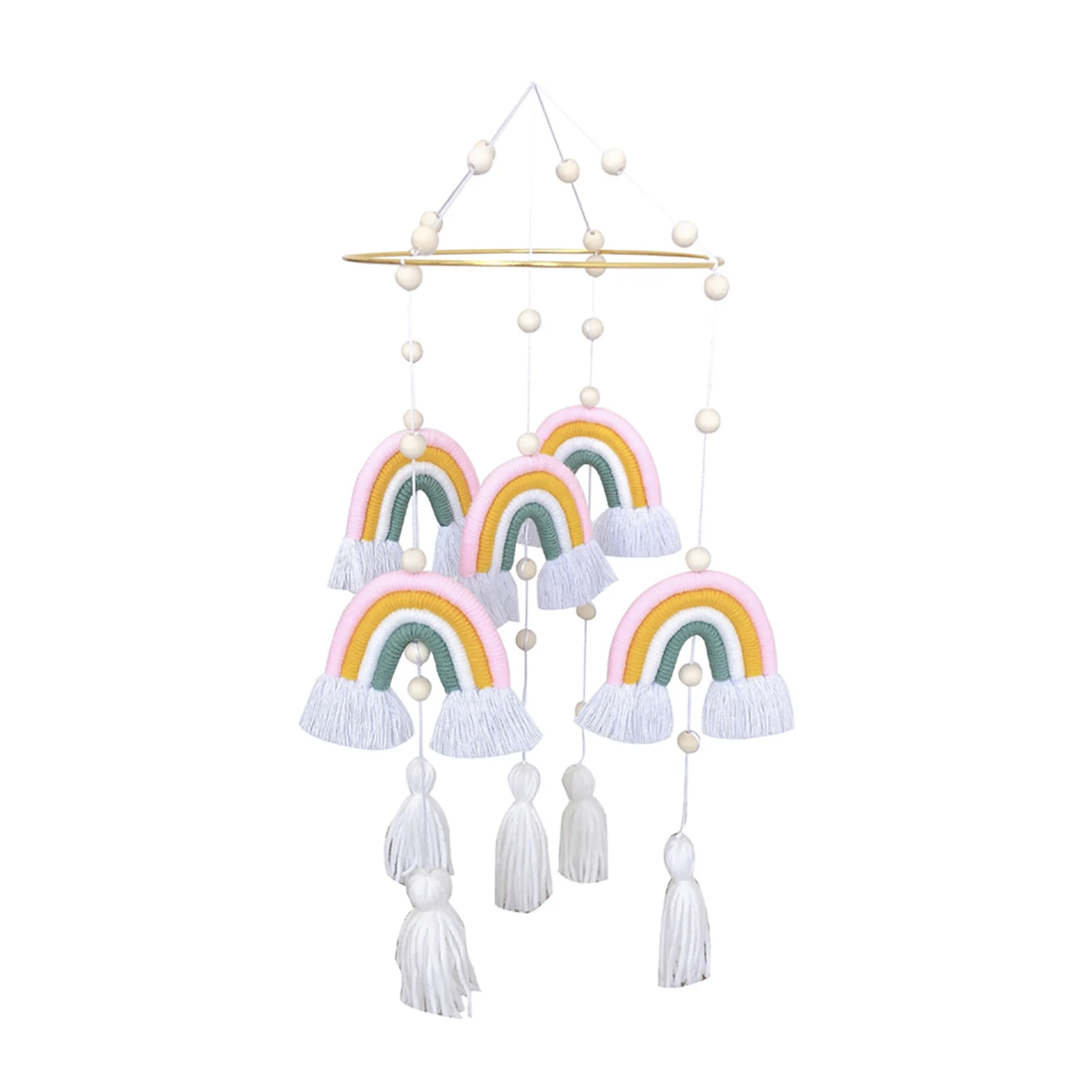 

Weave DIY Home Decor Rainbow Pendant Ornaments Crib Rattle Funny Baby Bed Bell Hanging Nursing Room Gift Mobile Toys Development