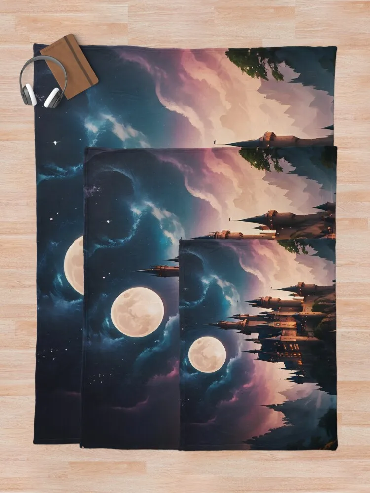 Декоративная подушка Волшебный замок в ночное время от NoarusRainbowLand - зачарованное и