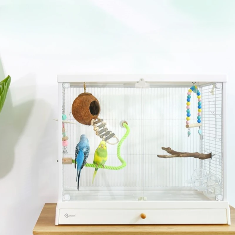 

Luxury Villa Bird Cages Large Transparent Budgie Portable Glass Bird Cages Breeding Maison Oiseaux Exterieur Pet Supplies WZ50BC