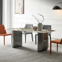private custom simple modern slate dining table household stainless steel dining table and chair combination dining table
