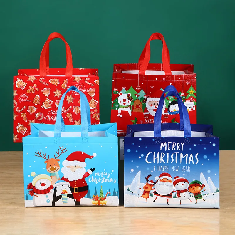 

Non Woven Fabric Waterproof Gift Tote Bag 2023 Christmas Party Folding clothing Storage Bag Christmas Print Package Gift Bag