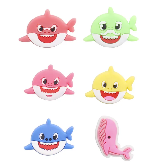 Single Sale 1Pcs Colorful Shark Animal PVC Shoe Charms Clog Accessories Shoe Decoration Fit Croc Jibz Wristbands Kids Gift 1