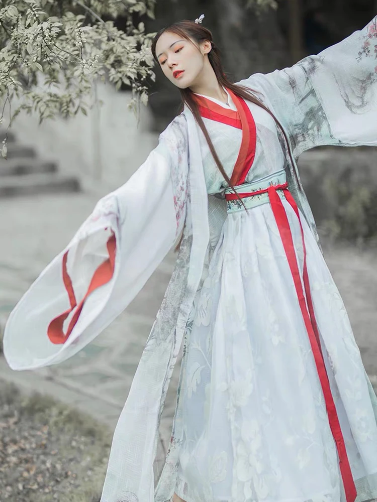 New Arrival Women's Spring Summer Chinese Classic Hanfu Chinese Ancient Style Daily Female Waist-length Skirt Set