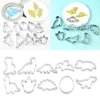 11pcs stainless steel cute cartoon animal dinosaur shape biscuit mould diy 3d cake mould pastry cookie baking decorating tools