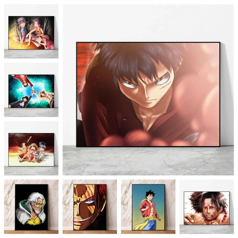 

Canvas Printing One Piece Luffy Ace Room Home Classic Friends Gifts Hanging Picture Poster Toys Wall Decoration Decorative
