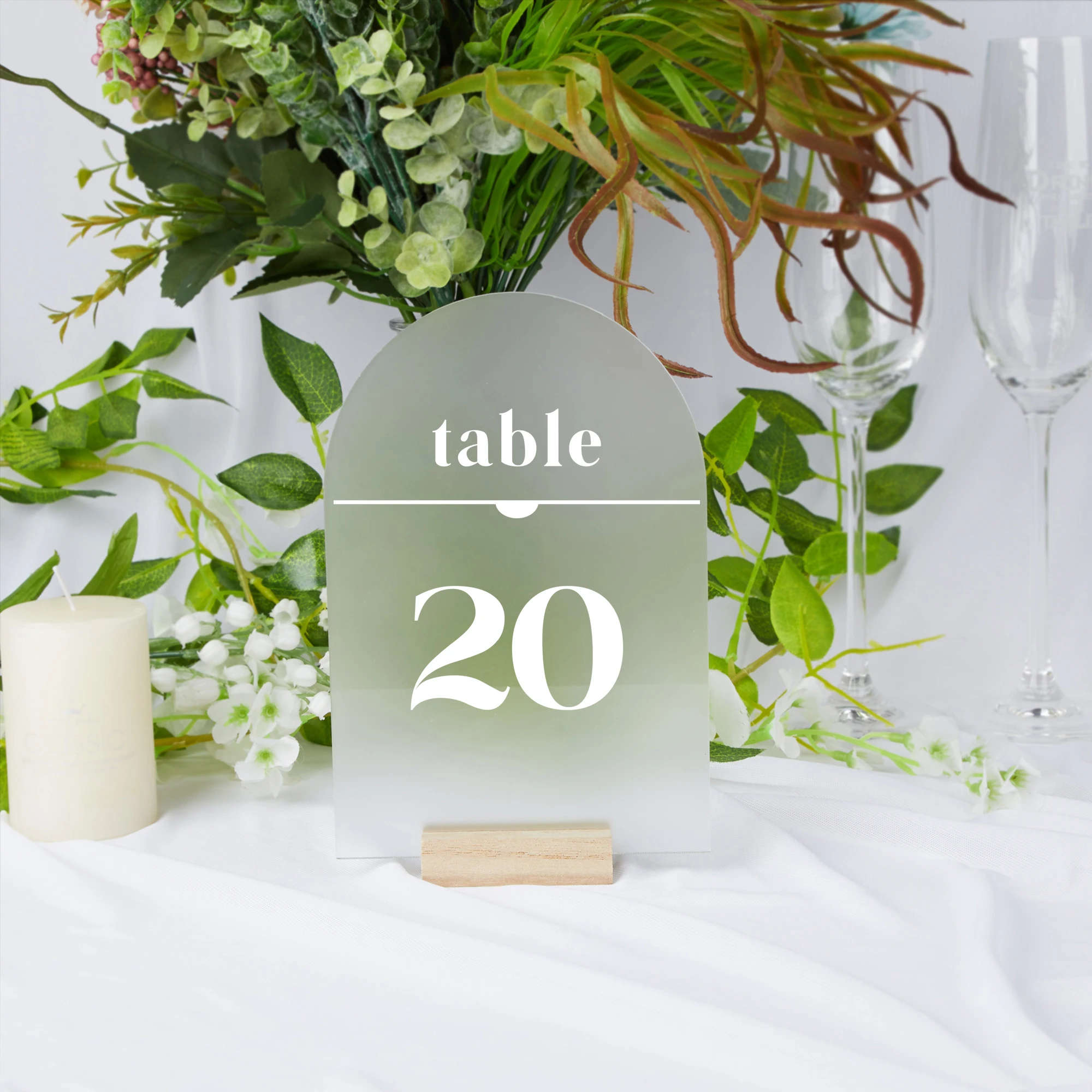 

Arched Frosted Acrylic Wedding Table Numbers with Stand, Wedding Sign, Wedding Decorations for Table, Plexiglass Table Number