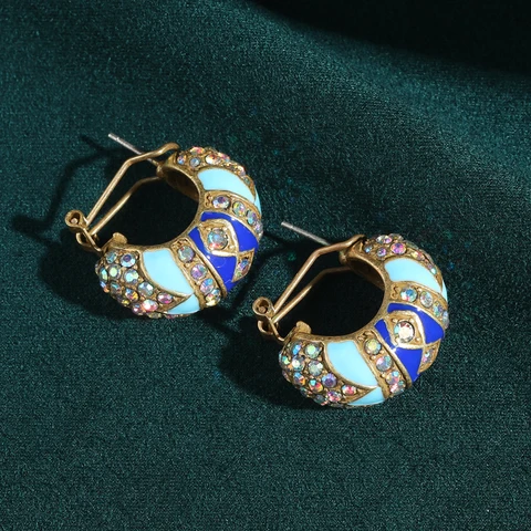 Синие эмалированные серьги-гвоздики STALAIT