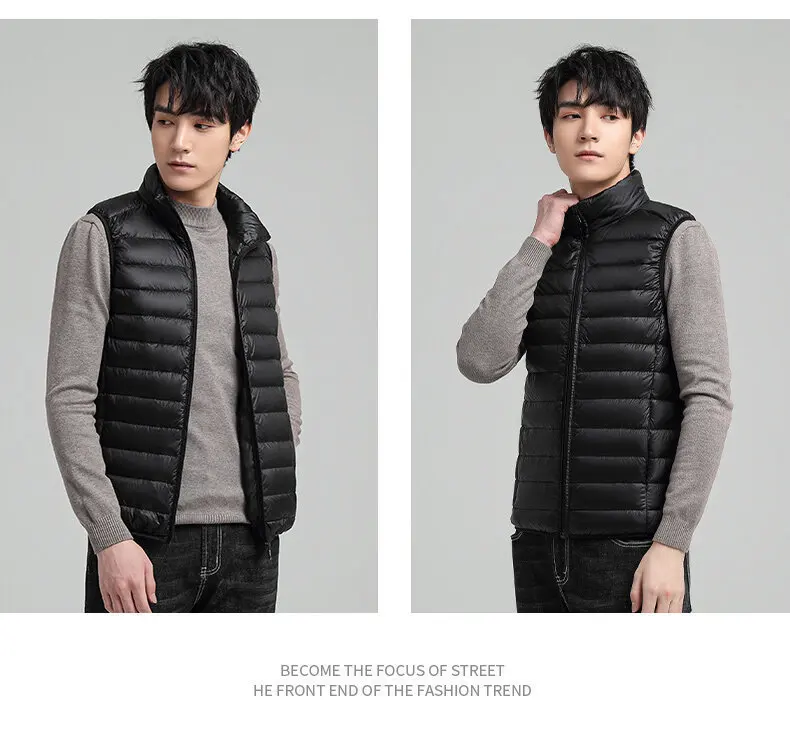 Графеновые самонагревающиеся пуховые жилеты мужские однотонные ветрозащитные