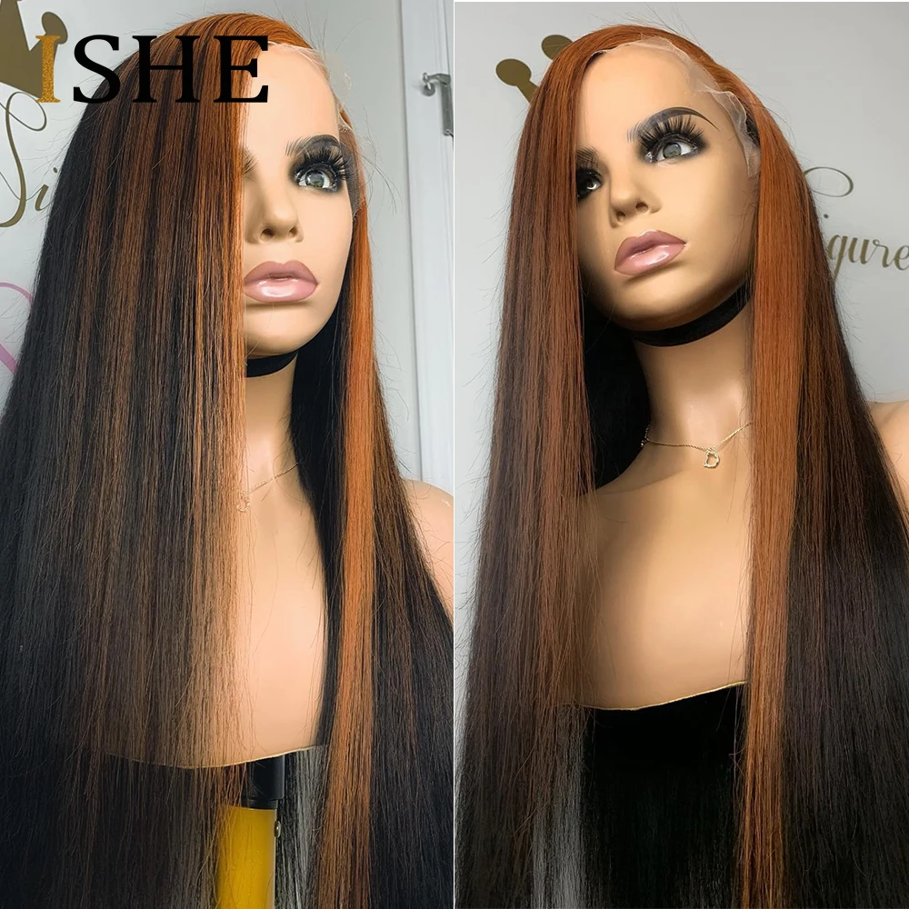 

Блестящие Имбирные волосы 13x 4, передние парики на сетке, искусственные волосы, 30 дюймов для женщин, бразильские волосы без повреждений ISHE 150%