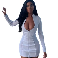 white sexy bodycon mini dress long sleeve fall clothes for women fashion oversized vestidos party night club dresses vestidos