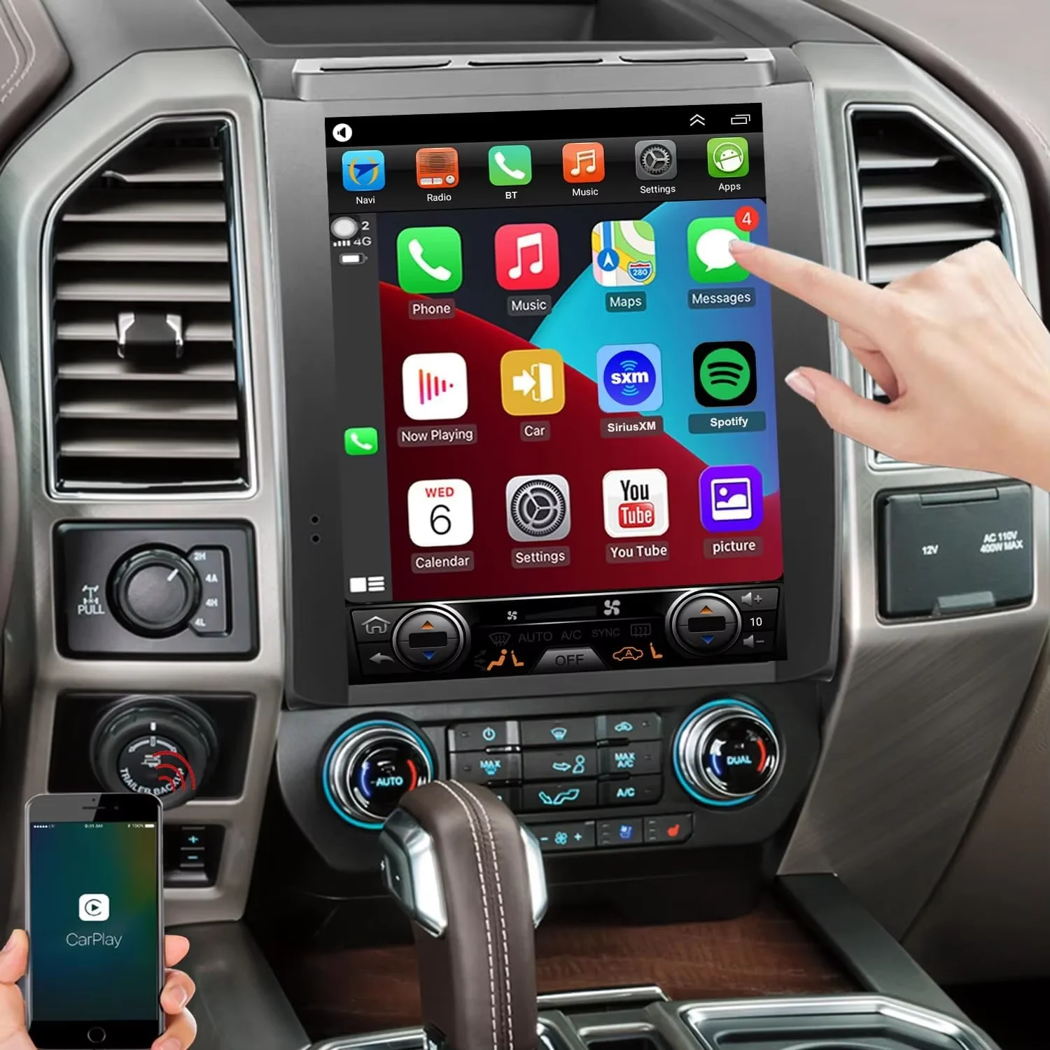 Carplay 12 1-дюймовый для Ford F150 F250 F350 2015-2022 Android 13 автомобильный экран GPS стерео
