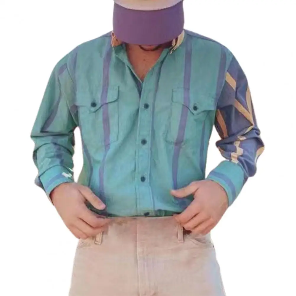 

Modern Plus Size Men Shirt Cardigan All-match Shirt Anti-pilling Soft Men Blouse
