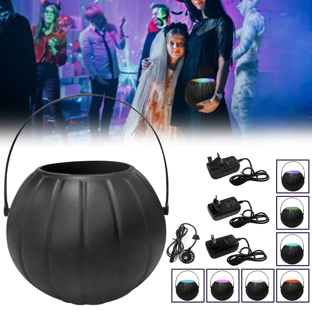 

Кастрюля для Хэллоуина, цветная лампа для распыления дыма, туманная машина, водяной фонтан, туманный распылитель, реквизит для вечеринки, ук...