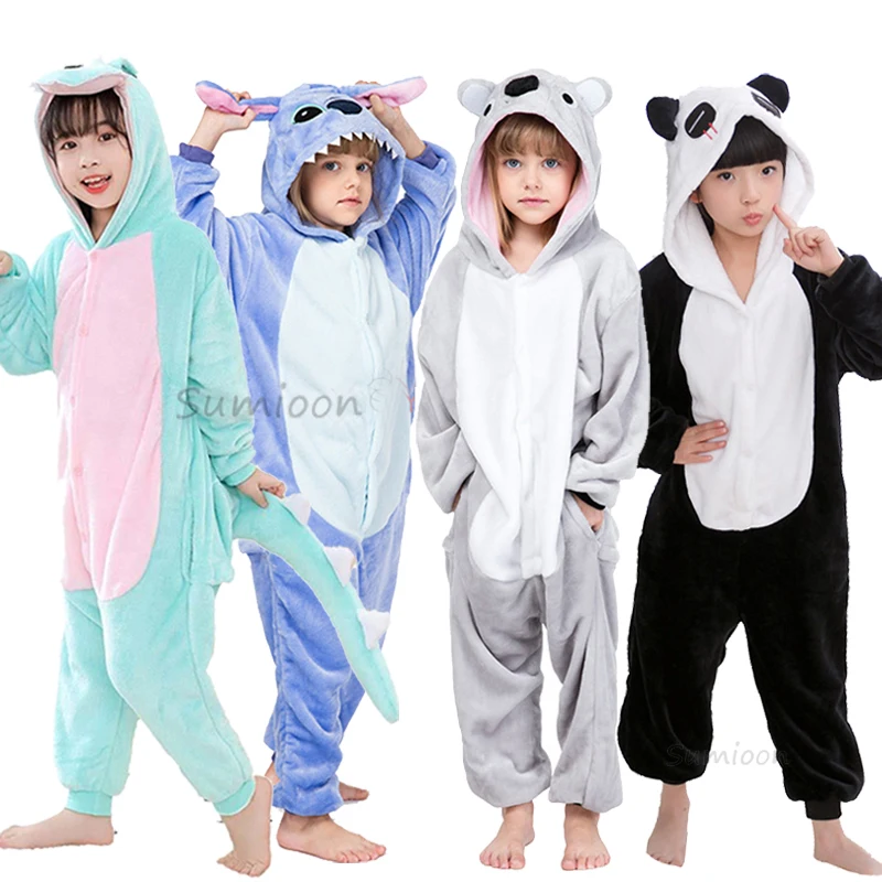 

Baby Boy Girl Stitch Kigurumi Pajamas Unicorn Totoro Panther Panda Pyjamas Sleepwears Anime Cosplay Costumes Kids Onesie Pijama