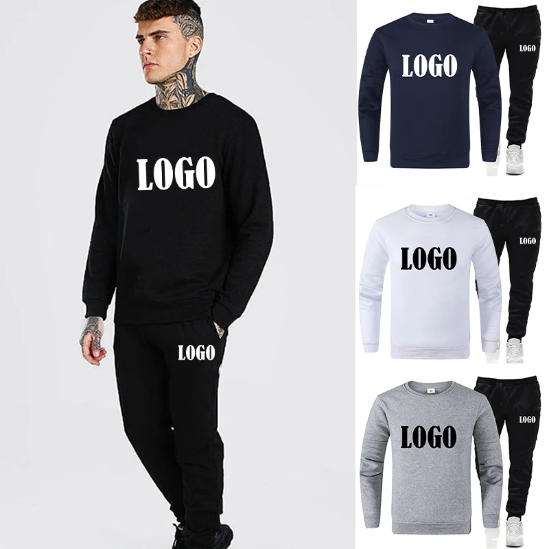 Customized Autumn Winter Men's Fashion Personality Tracksuit Casual Sweater and Trousers Two Piece Sets Streetwear Outdoor Sport