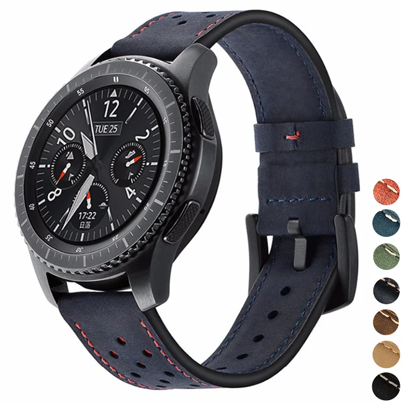 

Ремешок из натуральной кожи для часов, сменный Браслет для Huami Amazfit Huawei Samsung Galaxy Watch 3 4 Active 2 46 мм 42 мм, 20 мм 22 мм