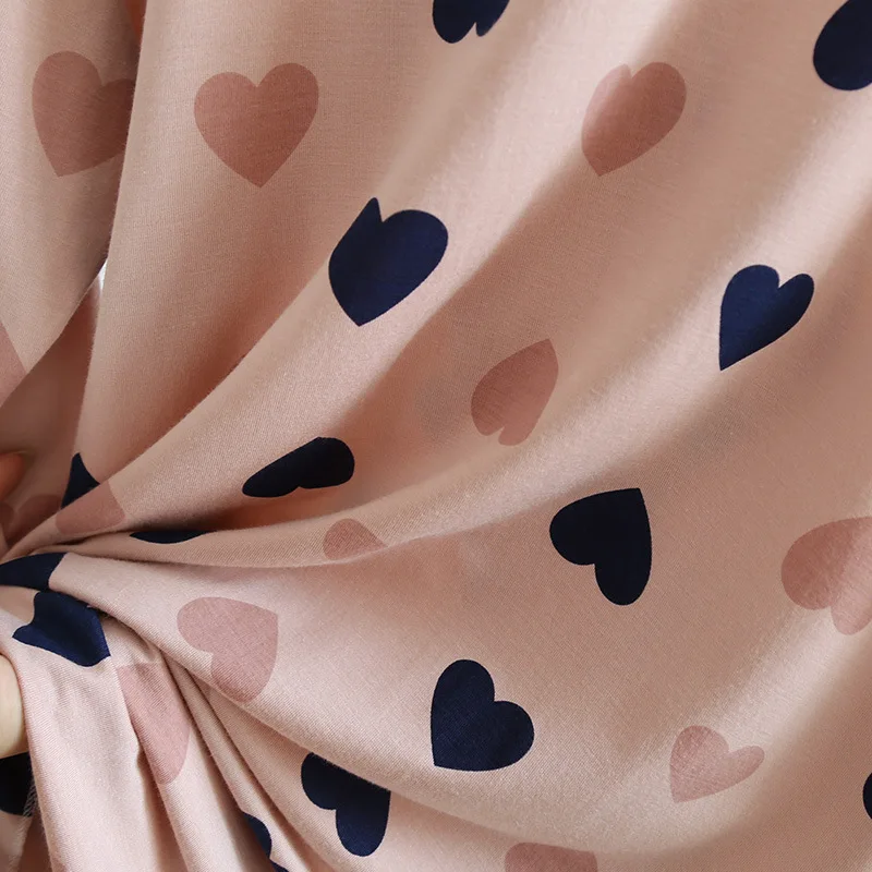 Modal Soft Nightshirt Button Down Sleepshirt Long Sleeves Boyfriend Nightgown Women Mid-Calf Length Print Sleepwear Pajama Dress