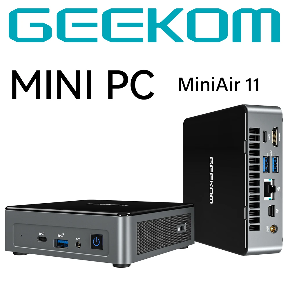 

Мини-ПК GEEKOM, MiniAir11 с 11 поколением N5095 (до 2,9 ГГц), настольный компьютер Windows 11 Pro с поддержкой 4K UHD, двойным Wi-Fi, BT, HDMI