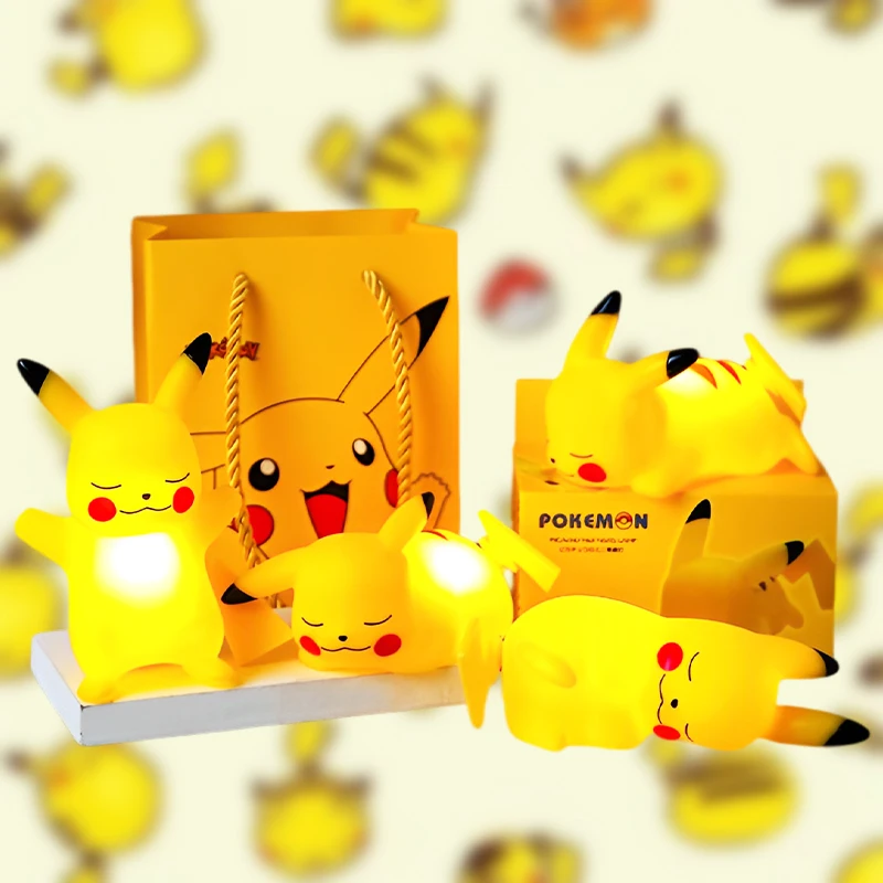 

Kawaii Пикачу маленький ночсветильник аниме мультфильм милые куклы Покемон игрушки строительные украшения для девочек сердце рождественские...