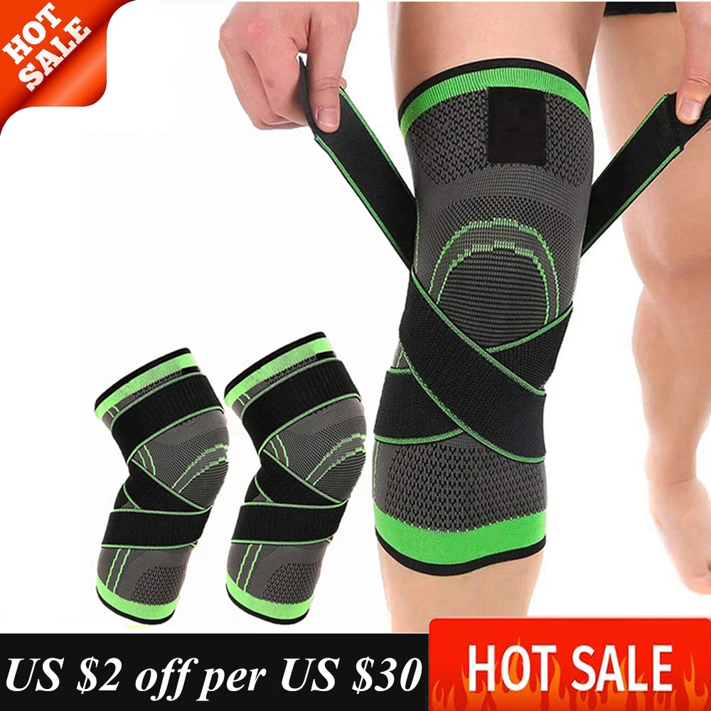 

1PC Sports Kneepad Men Pressurized Elastic Knee Pads Support Fitness Gear Running Basketball Volleyball Brace Protector