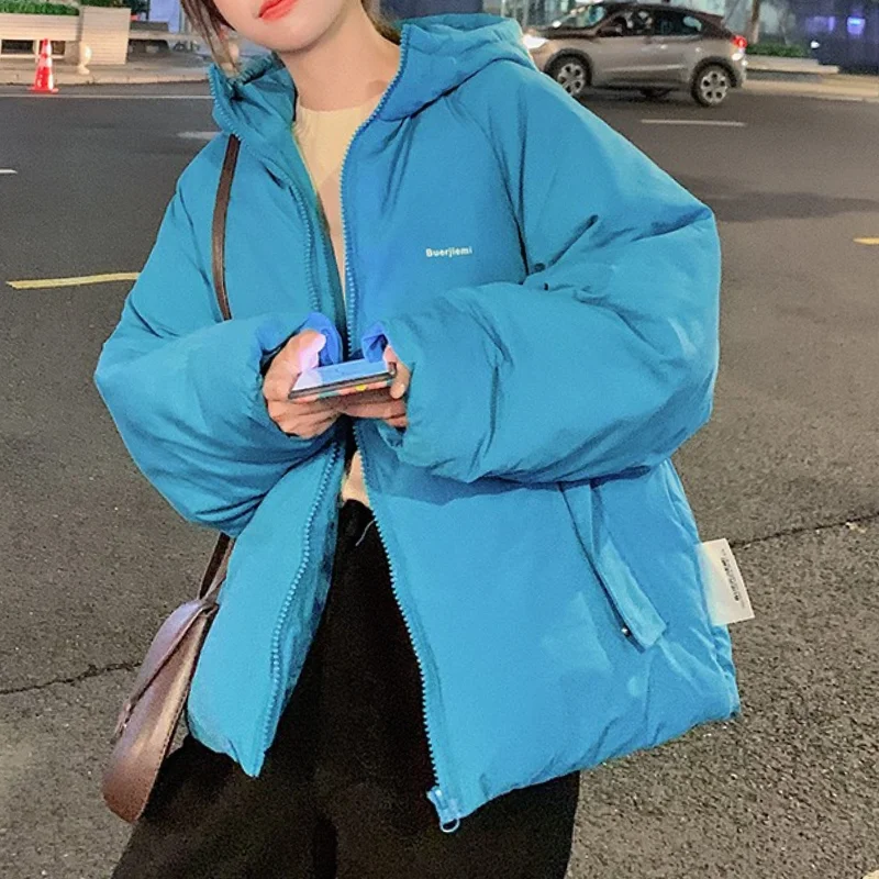 Winter Down Jacket 2023 Women Hooded Coat Female Thick Cotton Padded Ladies Overcoat Solid Colors Hoodies New Casual Loose Parka