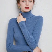 spring and autumn sweater womens solid color casual fashion long sleeve turtleneck slim pullover