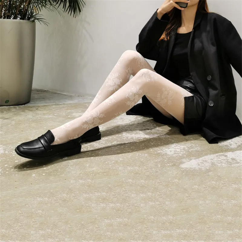 Модные Колготки Женские Ретро пикантные женские чулки JK цветочный жаккард