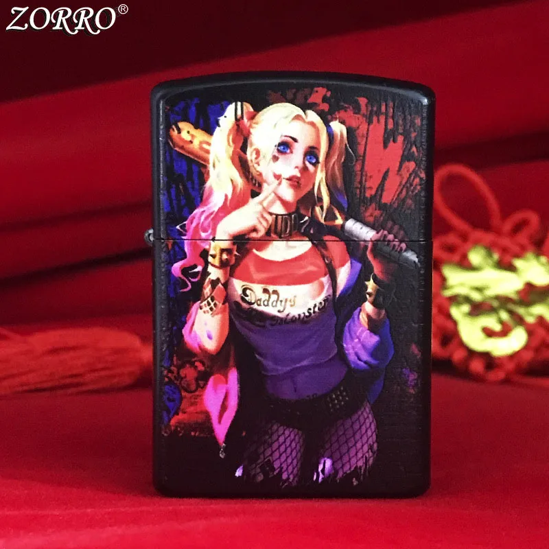 

Zorro "Little Ugly" Kerosene Lighter Pure Copper Painted Flip Handle Open Flame Cigarette Accessories Gift
