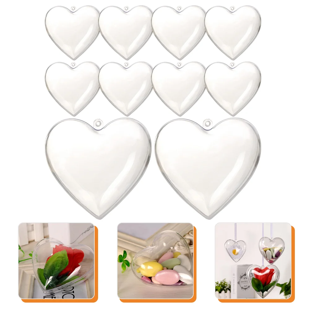 

Clear Plastic Fillable Heart Shaped Ball Baubles Hanging Ornament DIY Bath Bombs Molds Christmas Wedding Party Supplies