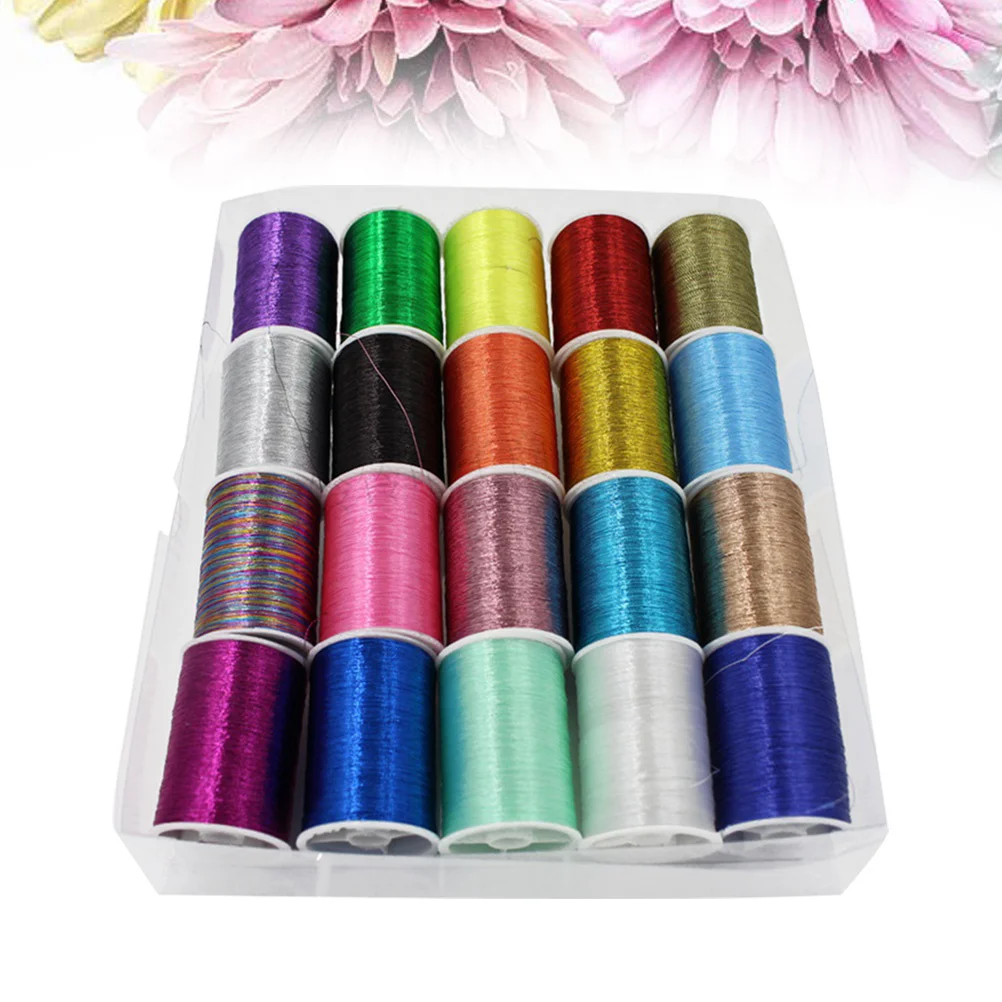 

Quilting Kits Stitching Rainbow Thread Embroidery Kits Knitting Thread White Set Sewing Polyester String Gold Silver