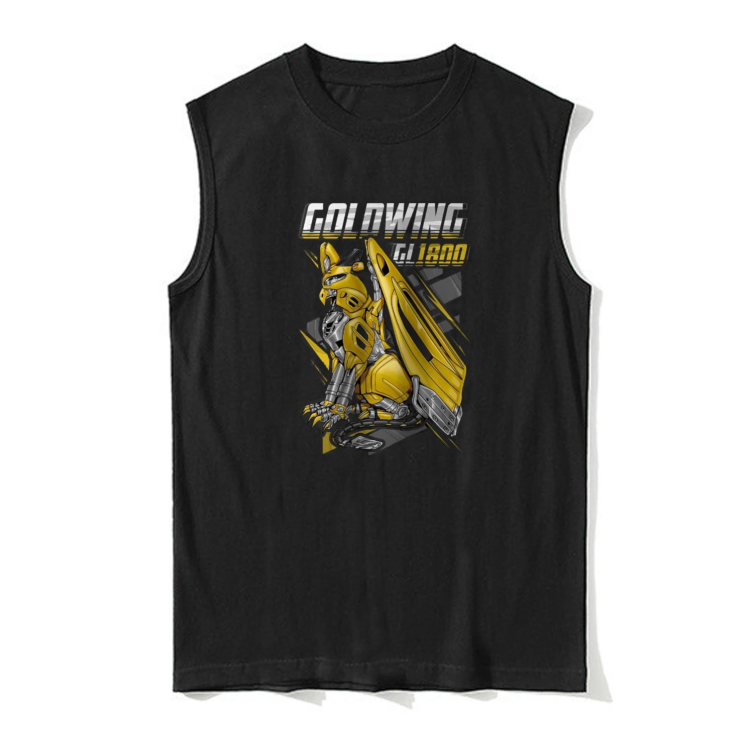 Фото Классическая японская мотоциклетная майка GL1800 Gold Wing Griffin Inspired Tanktop, 100% хлопок, с круглым вырезом, повседневная мужская футболка без рукавов №1