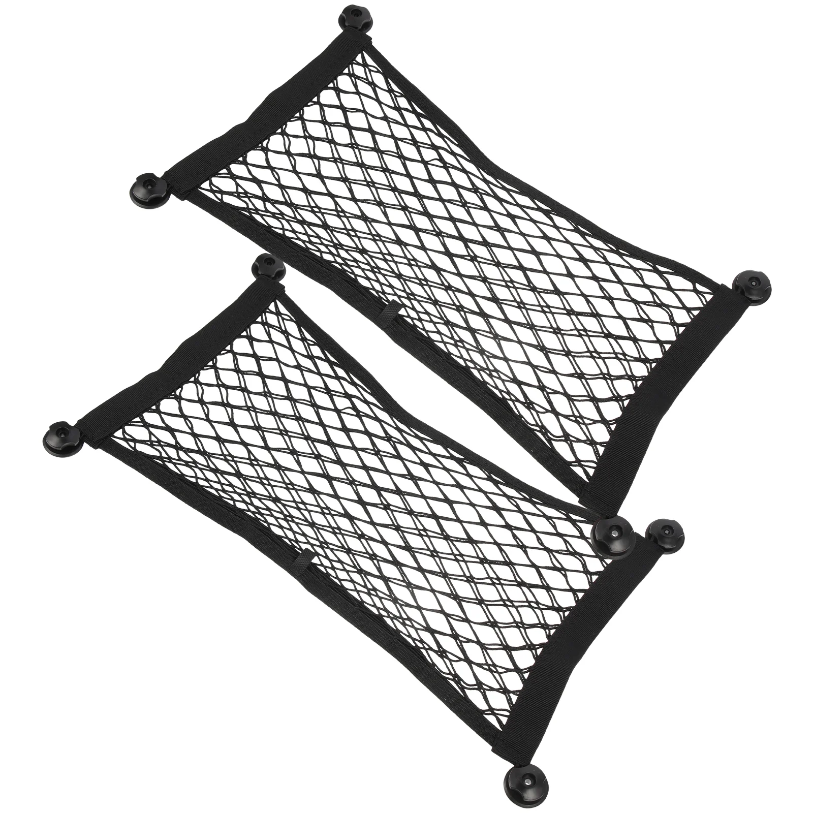 

2 Pcs Storage Seat Stretchable Small Cargo Net Mesh 45X25cm Trunk Organizer Black Polyester