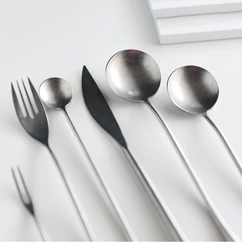 Retro 304 Stainless Steel Cutlery Set Western Dinner Knife Fork Spoon Vintage Special Forks Fruit Coffee Tea | Дом и сад