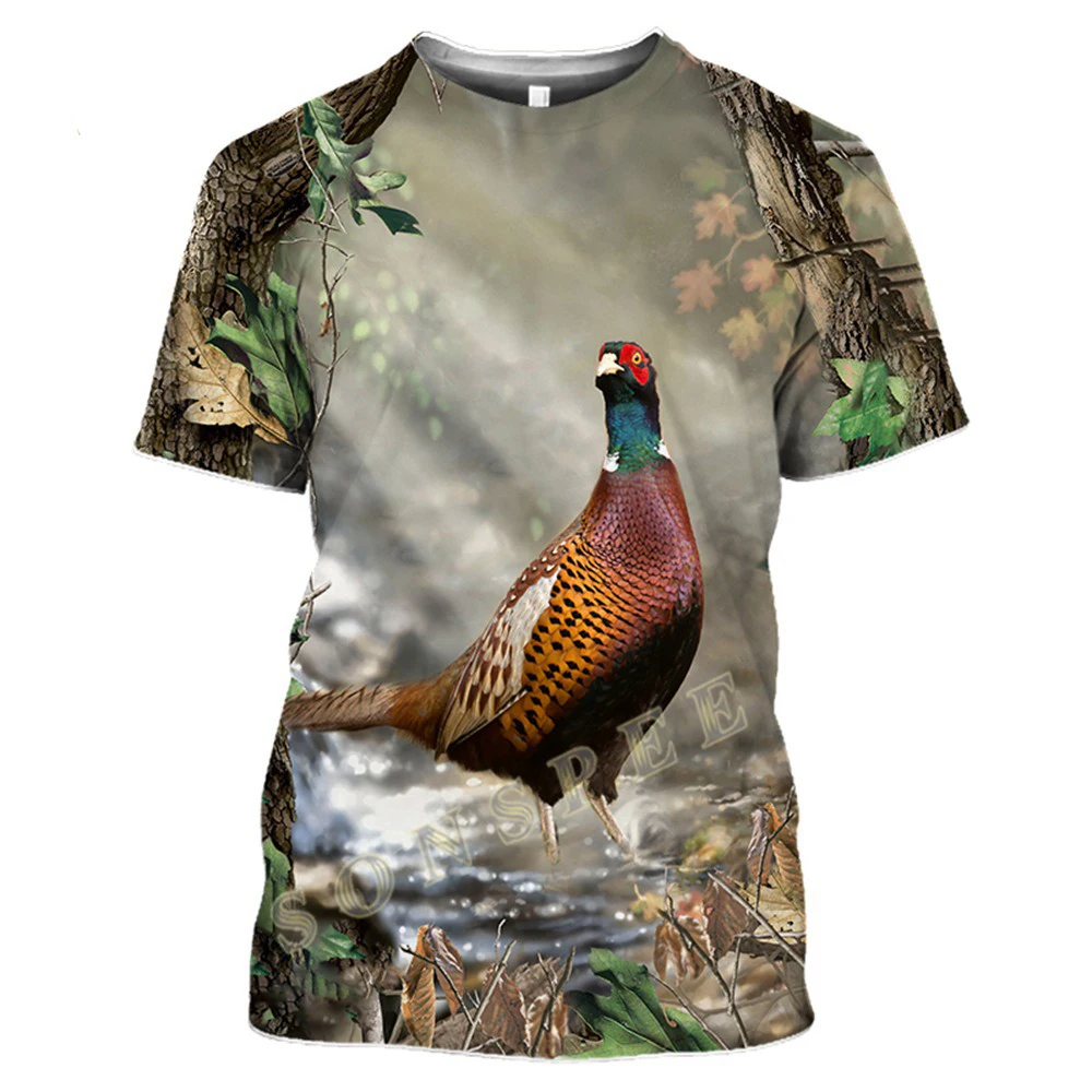 

Summer hot sale new Harajuku men's T-shirt funny hunting camouflage boar printing short-sleeved round neck clothing top