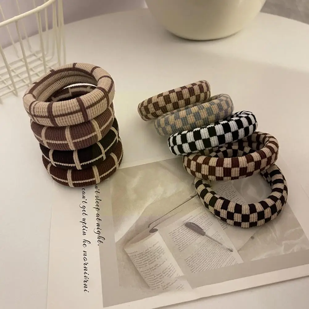 

2022 New High Elasticity Simple Plaid Scrunchies Women Ties Rubber Elastic Elastics Hair Girls Hair Bands Hair Accessories X8r4