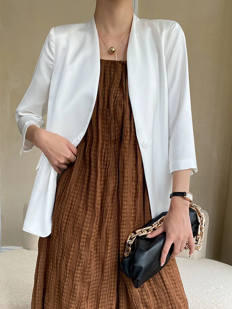 Женский Тонкий Блейзер с V-образным вырезом и длинным рукавом