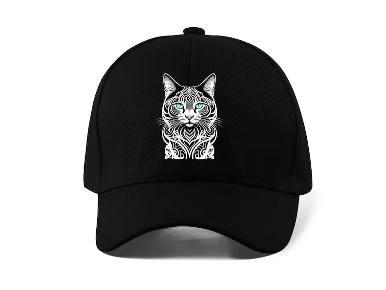 

Beautiful Blue Eyes Ethnic Tribal Ornament Cat Unisex Dtf Printed Logo Baseball Cap Dad Hat Sport Cap