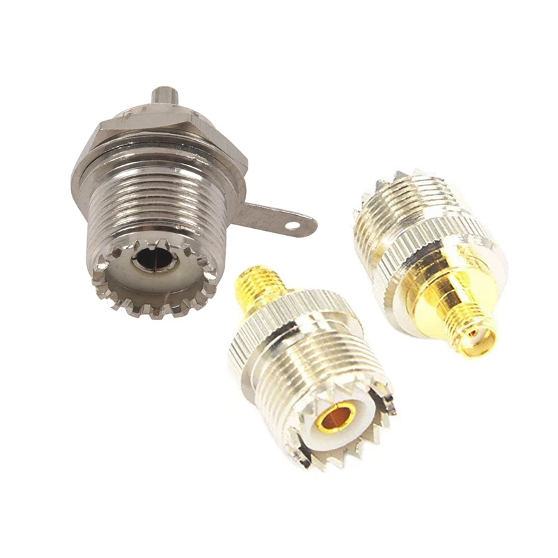 

1X UHF Female SO239 Jack Bulkhead Solder Connector & 2X RF Coax SMA Female To SO239 Female UHF Jack SO-239 Antenna