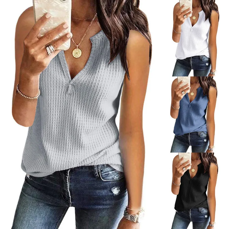 

Summer T-Shirt Women New V-Neck Sleeveless Loose Sweater Shirt Casual Hot Selling T-shirt Female Tops Clothes