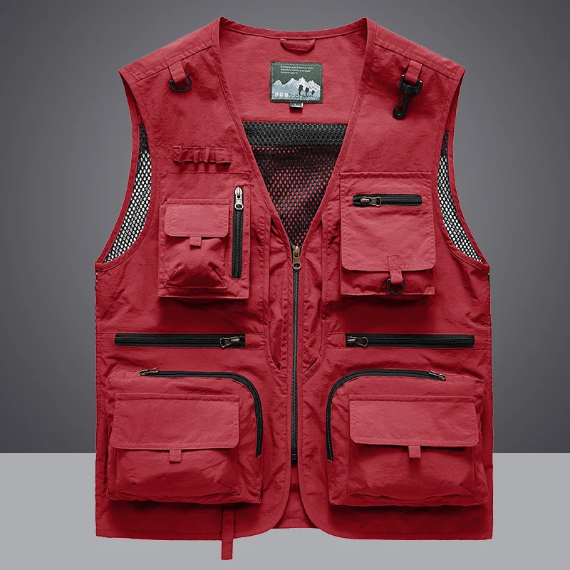 

Mesh Photographer Jacket Vest Coat Pocket Waistcoat 5XL Work Summer Casual Men's Tools Tactical Unloading Vest Sleeveless Men