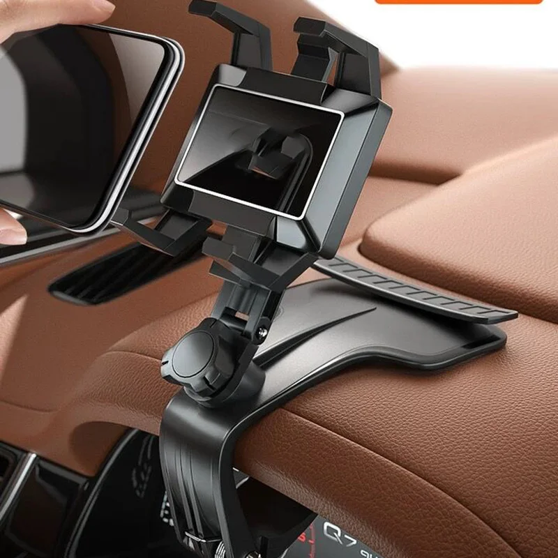 

Dashboard Car Phone Mount, Multifunctional Dashboard Rearview Mirror Car Phone Holder with 360-Degree Rotating Adjustabl