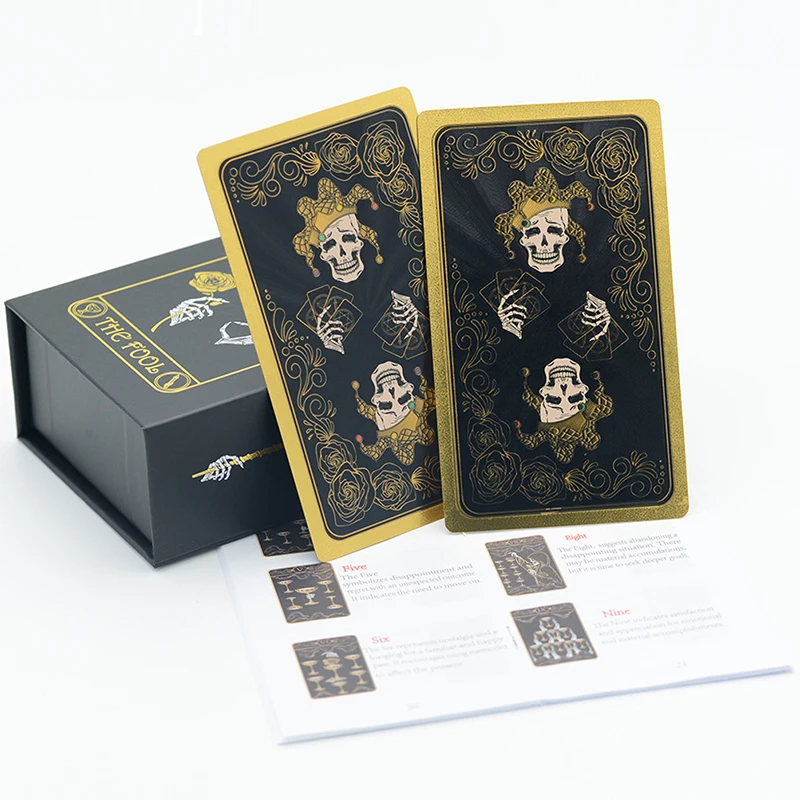 

Set Tarot Cards Gift Box Luxury Gold Foil Tarot Card Hot Stamping PVC Waterproof Wear-resistant Game Solitaire Divination