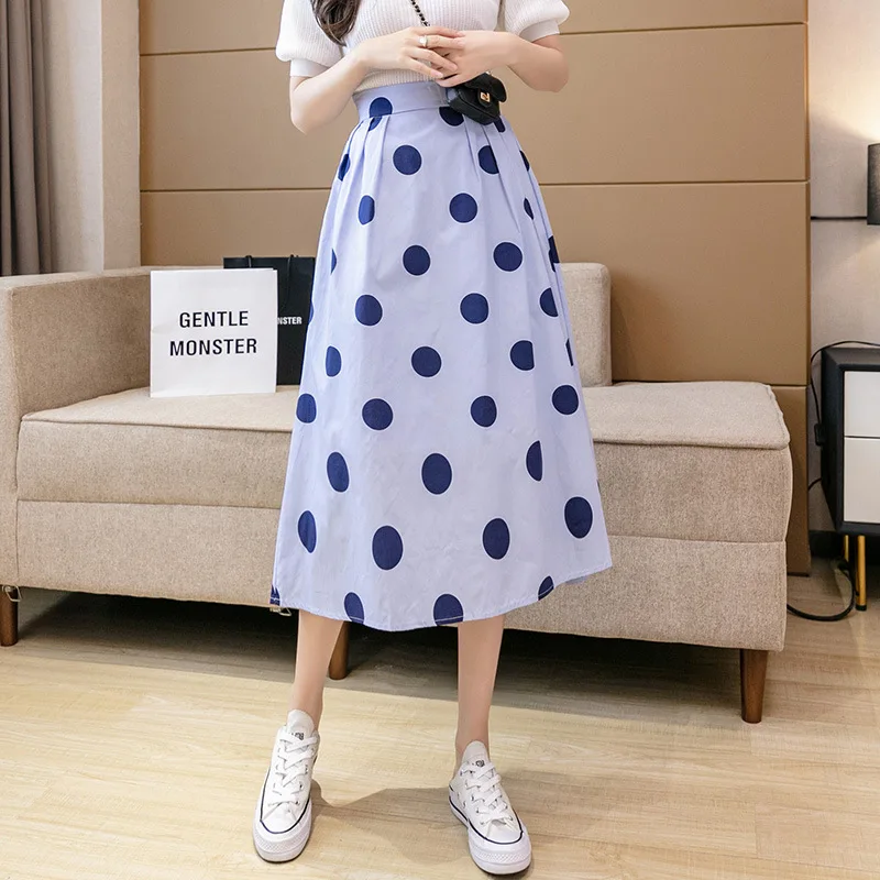 

Skirts New Wave-point Summer High Waist And Hip-covered Slim Umbrella Skirt Thin Elegant A-line Pendulum