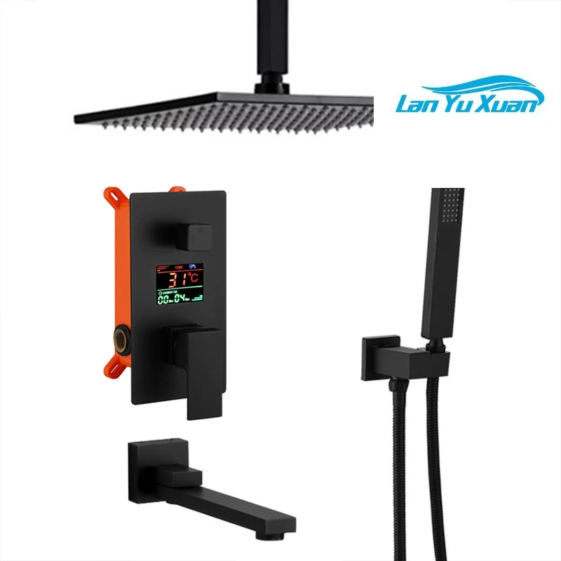 

10 Inch Matte Black Shower System ceiling rainfall bathroom shower