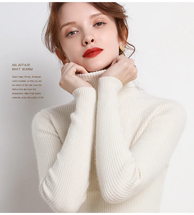 

Hot sale Heliar Women Cashmere Turtleneck Sweater Long Sleeve Knitted Soft Pullovers Basic Sweaters For Women Autumn Winter Jump