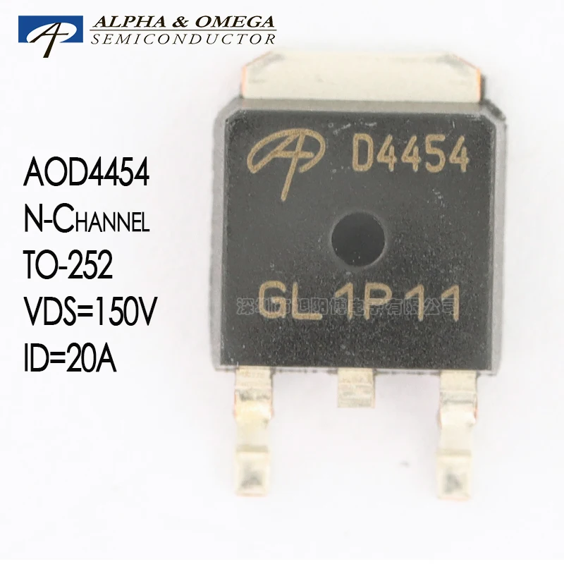 

AOD4454 Alpha And Omega Semiconductor MOSFET N Channel 150V20A TO-252 Original 5pcs D4454