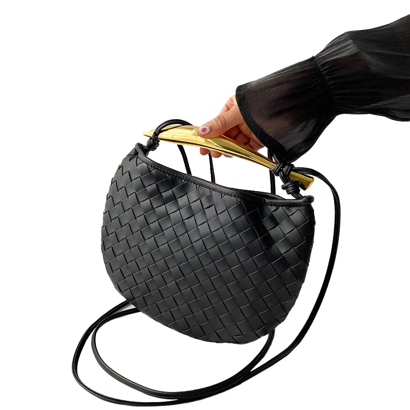 

Сумка женская плетеная через плечо, модный саквояж ручной работы, роскошный чемоданчик кросс-боди