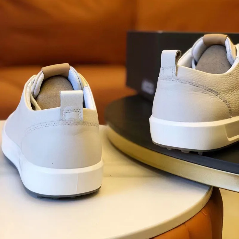 Men's Sneaker Brand High-Grade Genuine Leather Waterproof Protection Outdoor Running Sports Leisure  Golf  White Shoes