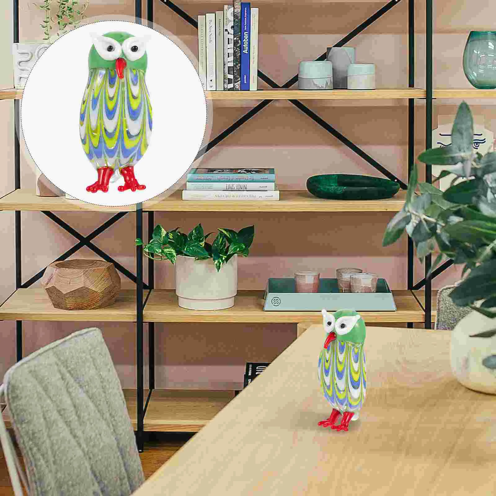 

Handmade Owl Shape Decoration Glass Trinket Desktop Figurine Home Adornment